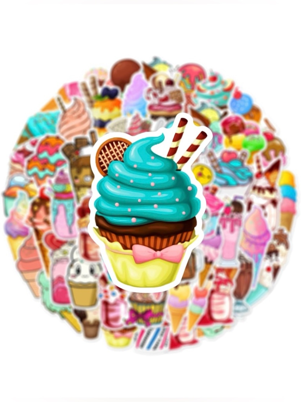 Kawaii Ice Cream & Sweet Treat Vinyl Sticker Bundle | 2 Sets of 20 Waterproof - Picture 6 of 9